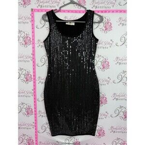 Ungaro Fever bodycon sexy dress y2k Black Sequin Tank Bodycon Dress